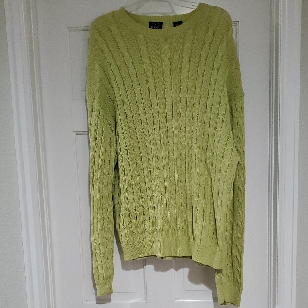 Jos A Bank Lime Green Cable Knit Sweater Men's L